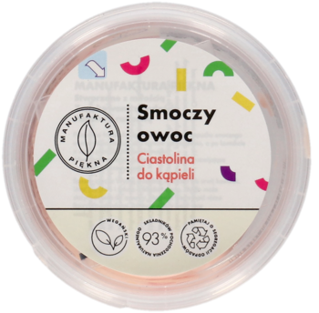 Różowa ciastolina do kąpieli Smoczy Owoc Manufaktura Piękna, okrągły pojemnik, ujęcie z góry.