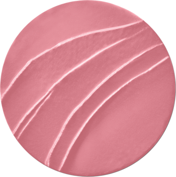 Zbliżenie na okrągły, różowy swatch matowej pomadki Bourjois Rouge Edition Velvet z delikatnymi smugami.
