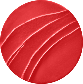 Okrągłe zbliżenie intensywnie czerwonej, matowej pomadki Bourjois Rouge Edition Velvet z subtelnymi liniami.