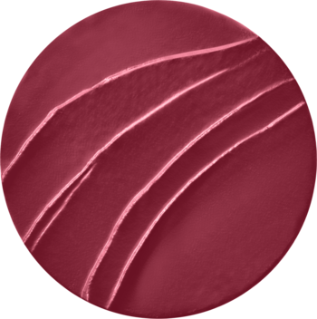 Okrągły swatch matowej pomadki Bourjois Rouge Edition Velvet w głębokim bordowym kolorze z falistymi liniami.