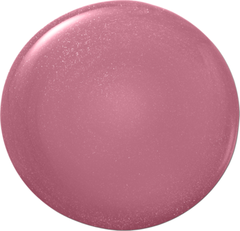 Nawilżający błyszczyk Bourjois Fabuleux Gloss, okrągły swatch w perłowym odcieniu pudrowego różu.