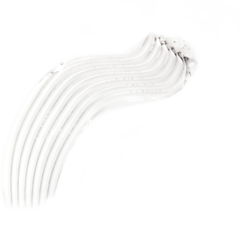 Biały, pofałdowany swatch transparentnego żelu do brwi Rimmel Wonder'Full Brow Gel na czarnym tle.