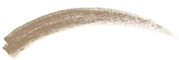 Rimmel Brow This Way 003 Blonde, zbliżenie na jasnobrązową smużkę kredki do brwi na beżowym tle.
