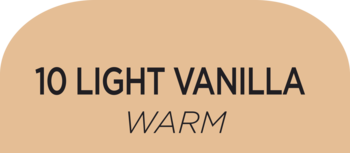 Półkolista próbka odcienia 10 Light Vanilla Warm, jasny beżowy kolor z ciepłymi tonami.