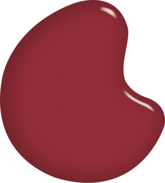 Zbliżenie na błyszczącą, bordową kroplę lakieru Sally Hansen Miracle Gel 256 Proper P Rose, o żelowym wykończeniu.