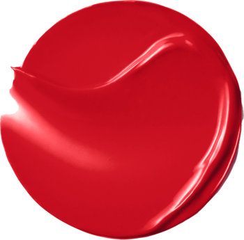 Bourjois Healthy Mix Clean Lip Sorbet, okrągły swatch soczyście czerwonego, błyszczącego sorbetu do ust.