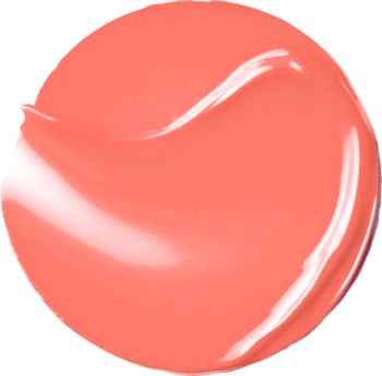 Bourjois Healthy Mix Clean Lip Sorbet, lśniący, okrągły swatch koralowej pomadki o kremowej teksturze.