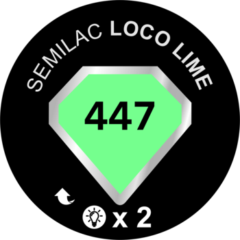 Grafika Semilac 447 Loco Lime HEMA Free, neonowy lakier hybrydowy. Zielony diament z nr 447.